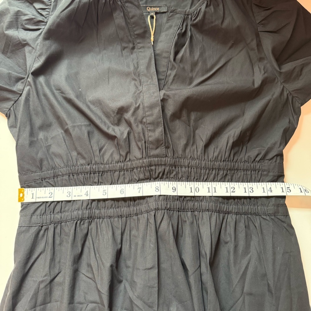 Quince 100% Organic Cotton Poplin Tiered Maxi Dress Black NWT Small - Picture 13 of 13